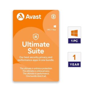 Avast Ultimate PC Suite (Total Security Suite, PC Cleaner & AntiTracker) (1 PC | 1 Year) (Email Delivery in 2 hours-No CD)